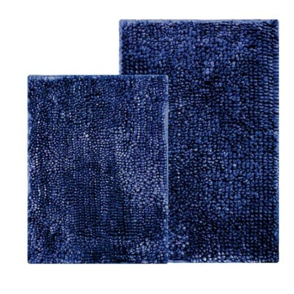 CATALINA HOME Costa Rica Soft Chenille Luxurious 2PC. Set (Navy) - Picture 2 of 4